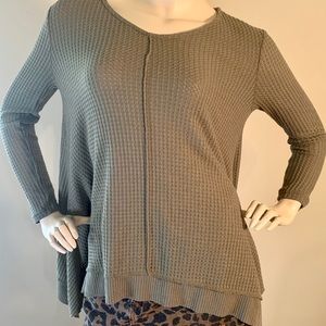 Altar’d State • green waffle texture shirt